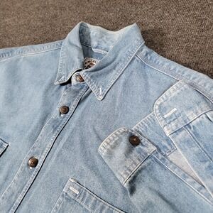 American Blue XL Denim Button Front Long Sleeve‎ Shirt Made in Korea
